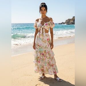 Floral Off-Shoulder Skirt Set